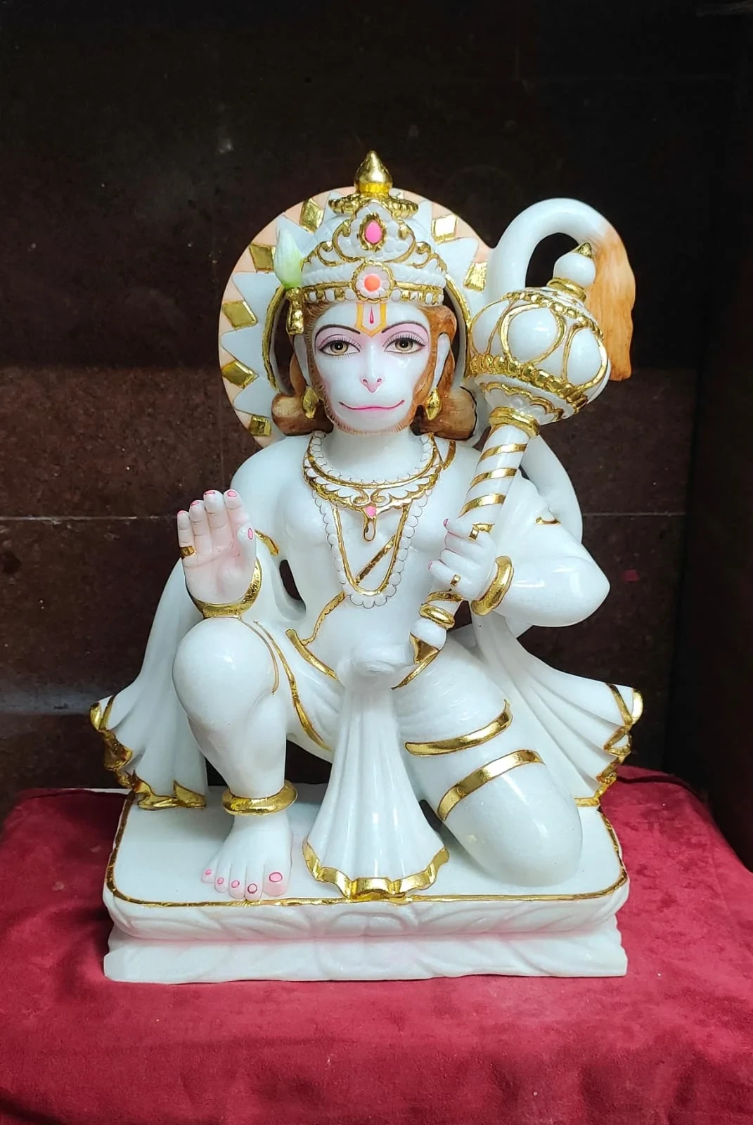 White Hanuman Ji Marble Moorti For Temple